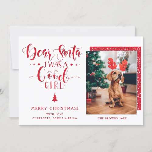 Dear Santa Merry Christmas Dog Custom Pet Photo  H Holiday Card