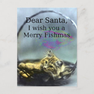 Dear Santa Merry Fishmas Holiday Postcard