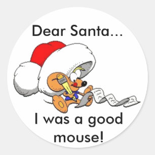 Dear Santa Mouse Classic Round Sticker