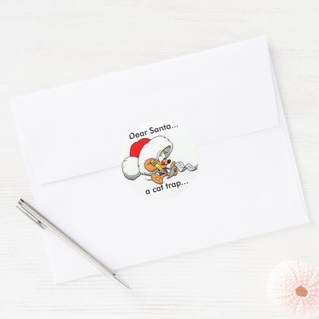 Dear Santa Mouse Classic Round Sticker (Envelope)