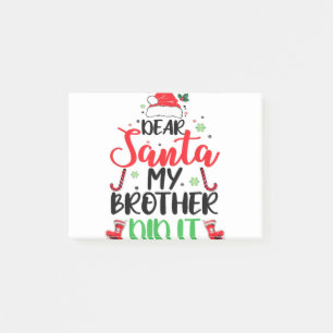Dear Santa My Brother Did It Funny Christmas Pajam Post-it Notes