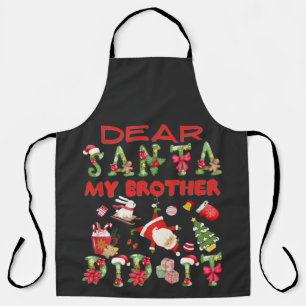 Dear Santa My Brother Did It Humorous Twins Saying Apron