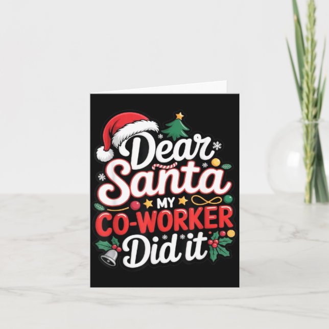 Dear Santa My Co-worker Did It Funny Christmas Cow Card (Front)