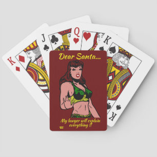 DEAR SANTA.. MY LAWYER WILL... funny christmas Poker Cards