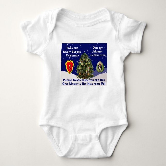 Dear Santa My Mommy is Deployed Baby Bodysuit (Front)
