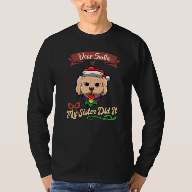 Dear Santa My Sister Did It Siblings Christmas Pre T-Shirt (Front)