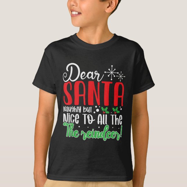 Dear Santa Naughty But Nice To All The Reindeer! F T-Shirt (Front)