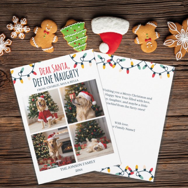 Dear Santa Naughty Funny Dog Christmas Photo Holiday Card (Creator Uploaded)