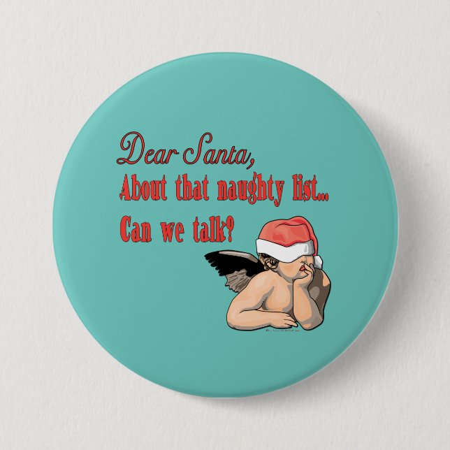 Dear Santa Naughty List Button (Front)