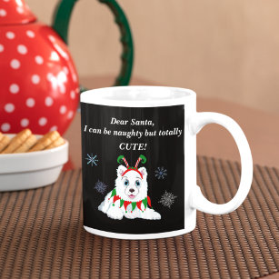 Dear Santa, Naughty Samoyed With Elf Headband  Coffee Mug