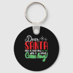 Dear Santa Nice To Meet With You A Candy Cane Hug! Keychain