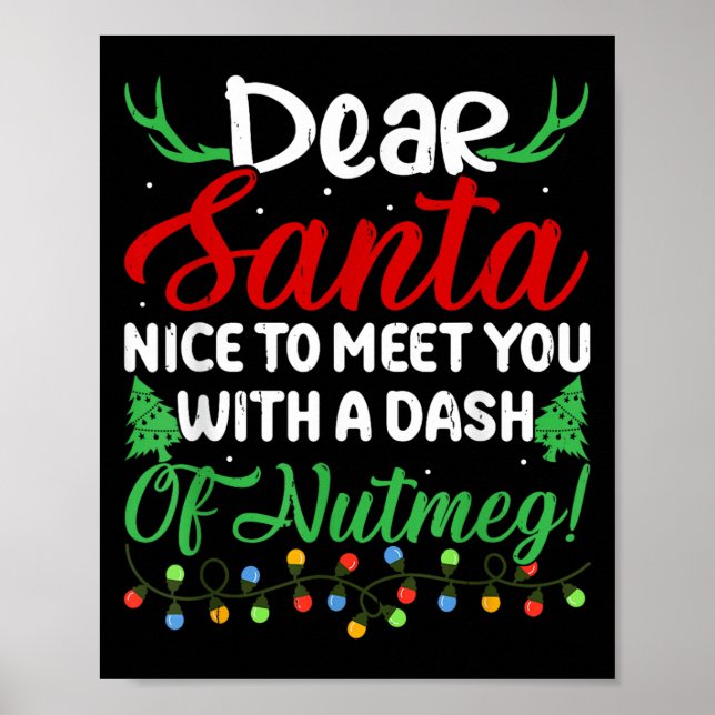 Dear Santa Nice To Meet With You A Dash Nutmeg!  Poster (Front)