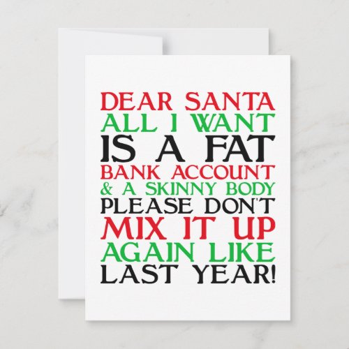 Dear Santa Note Card