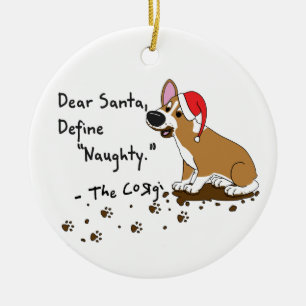 Dear Santa Pembroke Welsh Corgi Christmas Ceramic Ornament