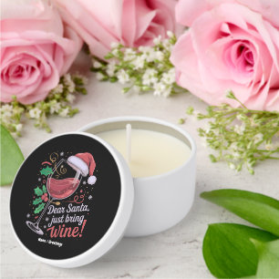 Dear Santa Please Bring Wine Funny Christmas Gift Mini Candle Favors
