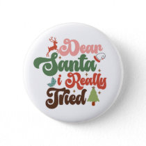 Dear Santa Retro Groovy Christmas Holidays Button