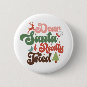 Dear Santa Retro Groovy Christmas Holidays Button