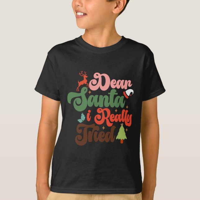 Dear Santa Retro Groovy Christmas Holidays T Shirt (Front)