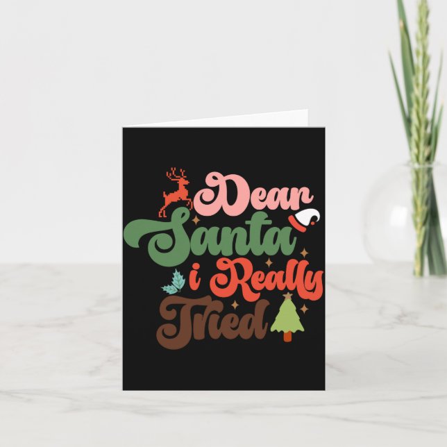 Dear Santa Retro Groovy Christmas Holidays T Shirt Card (Front)