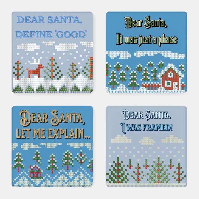 "Dear Santa..." Set of 4 Coaster Set (Set)