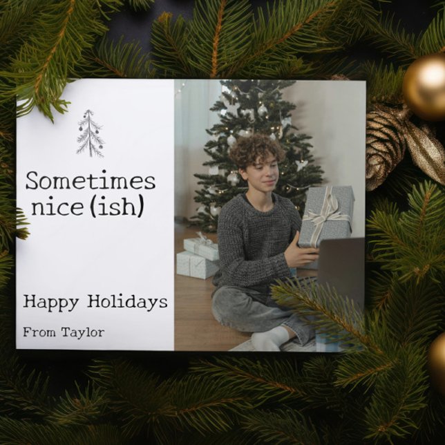 Dear Santa Sometimes Nice Christmas Personalized Holiday Card (Dear Santa Sometimes Nice Christmas Personalized Holiday Card by Ricaso. Ideal for teenagers)