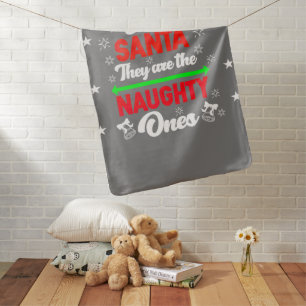 Dear Santa They Are Naughty Funny Christmas Family Baby Blanket