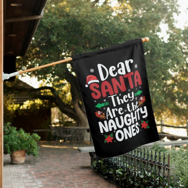 Dear Santa They Are Naughty Ones Christmas Matchin House Flag (In SItu)