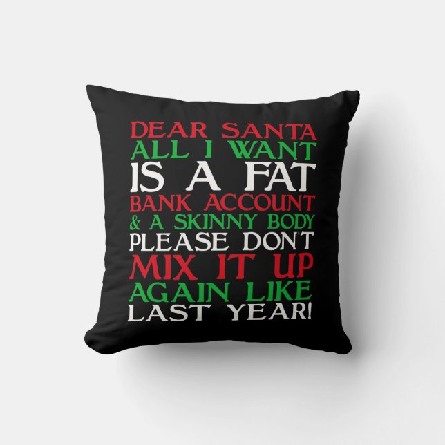 Dear Santa Throw Pillow (Front)