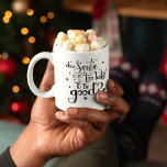 Dear Santa too late to be Good Name Christmas Coffee Mug<br><div class="desc">Dear Santa too late to be Good Name Christmas.  Festive humor quote in an artsy black typography with star motifs. Easily personalise with yours or your recipient's name. The text can be changed to another color if you wish via customise further.</div>