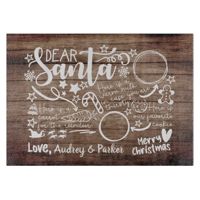 Santa cookies and milk reindeer treat Dear Santa serving tray personalized engraved cutting board Christmas decor Christmas cookie tray