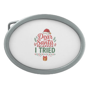 Dear Santa Tried Christmas Hat Present Box Belt Buckle
