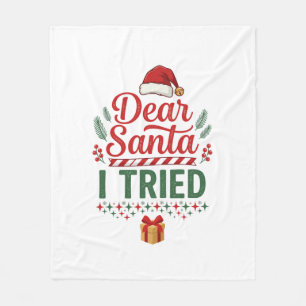 Dear Santa Tried Christmas Hat Present Box Fleece Blanket