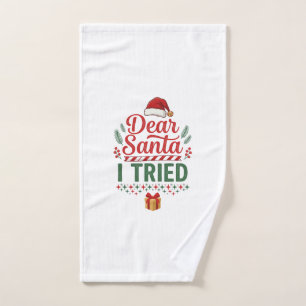 Dear Santa Tried Christmas Hat Present Box Hand Towel