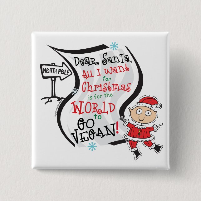 Dear Santa Vegan Wish Button (Front)