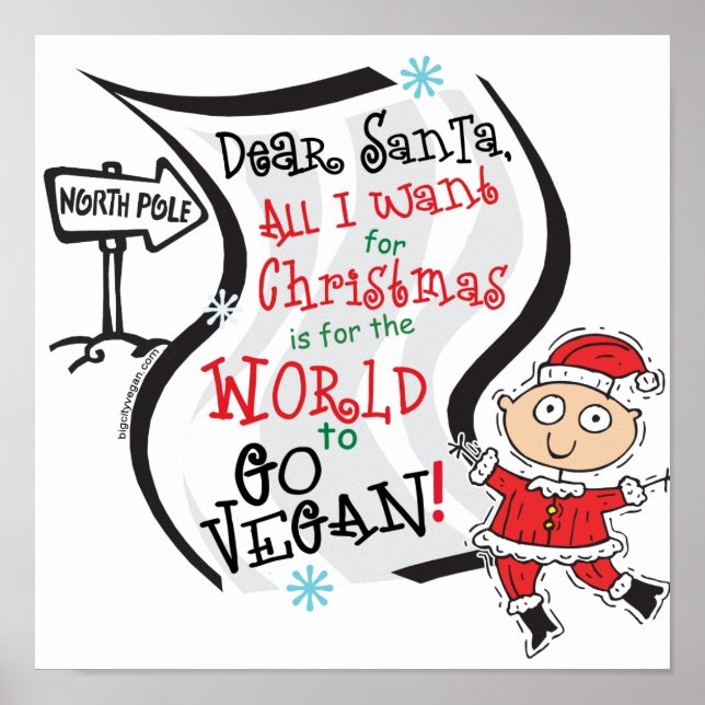 Dear Santa Vegan Wish Poster (Front)