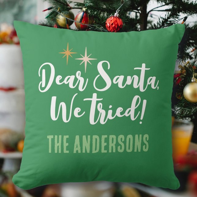 Dear Santa We Tried Funny Christmas Throw Pillow (Creator Uploaded)