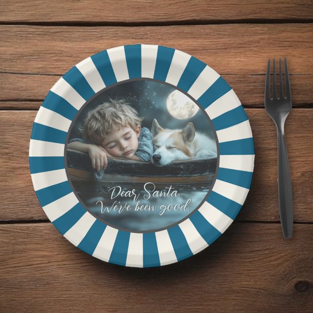 Dear Santa We've Been Good Holiday Photo Paper Plates (Plates available in 7-inch diameter and 9-inch diameter sizes.)
