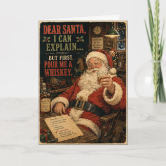Dear Santa Whiskey Funny Christmas Card