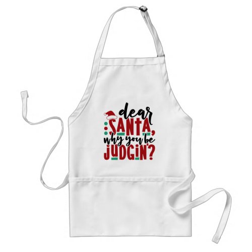 Dear Santa Why You Be Judgin  Fun Christmas Humor Adult Apron