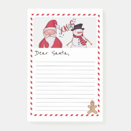 Dear Santa Xmas Wish List Letter to North Pole Post_it Notes