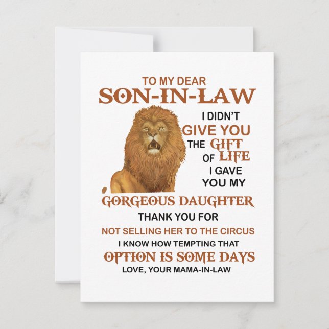 Dear Son-In-Law I Gave You My Gorgeous Daughter Invitation (Front)