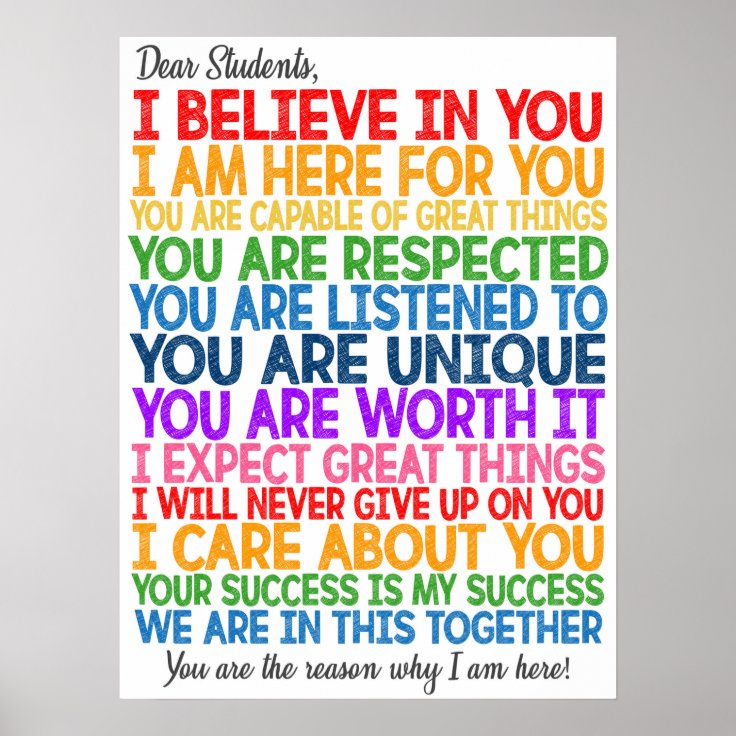 Dear Students Classroom Poster | Zazzle