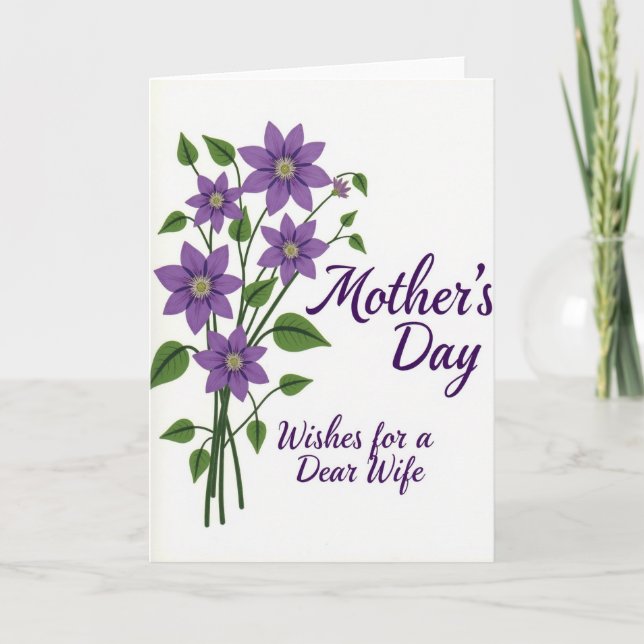 Dear Wife Mothers Day Floral Card (Front)
