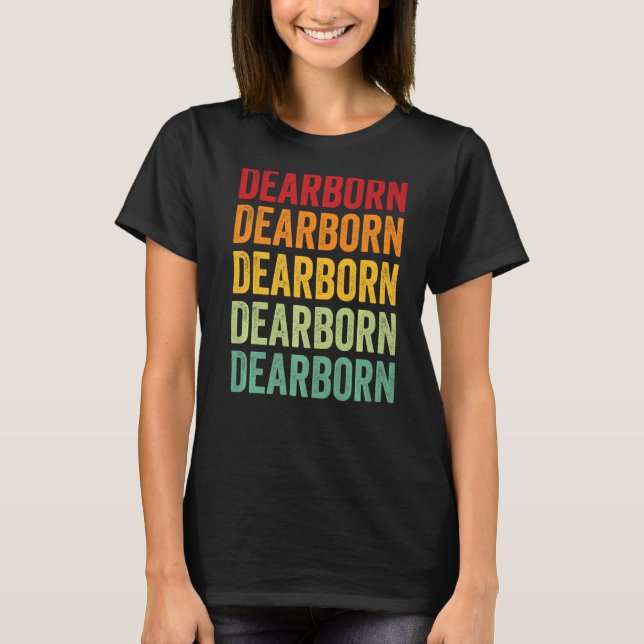 Dearborn County Indiana Rainbow Text T-Shirt (Front)