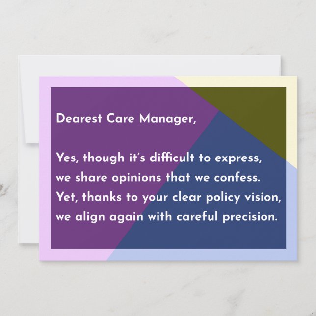 Dearest Care Manager Thank You Card (Front)