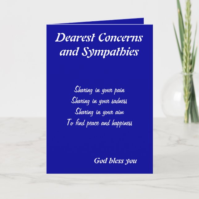 Dearest concern and sympathies greeting cards (Front)