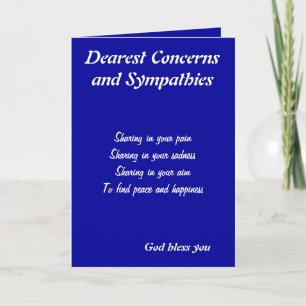 Dearest concern and sympathies greeting cards