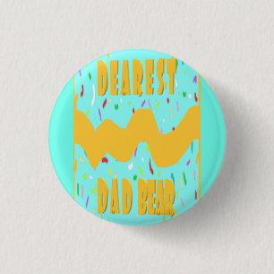 Dearest Dad Bear fun design med blue mustard color Button