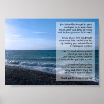 Dearest Friend Poem By the Sea Poster | Zazzle