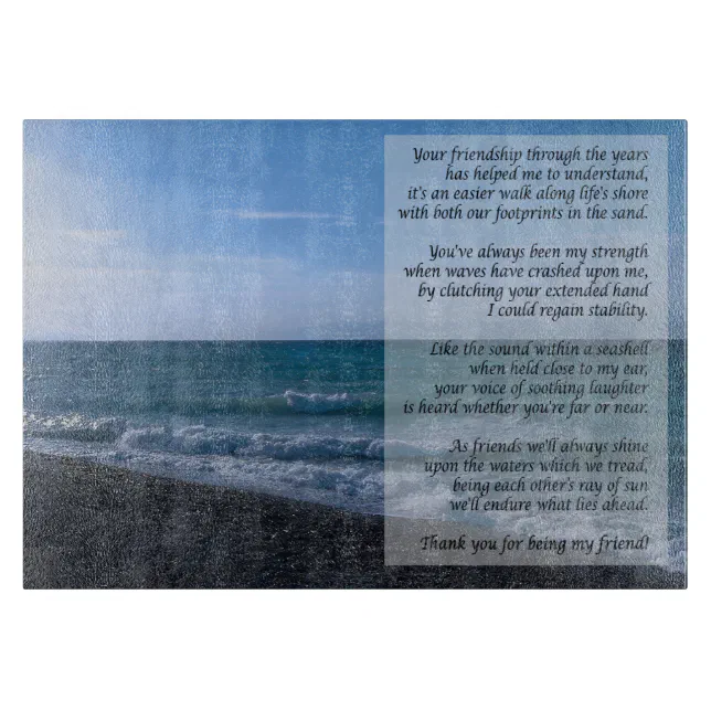 Dearest Friend Poem Seaside Waves Cutting Board | Zazzle